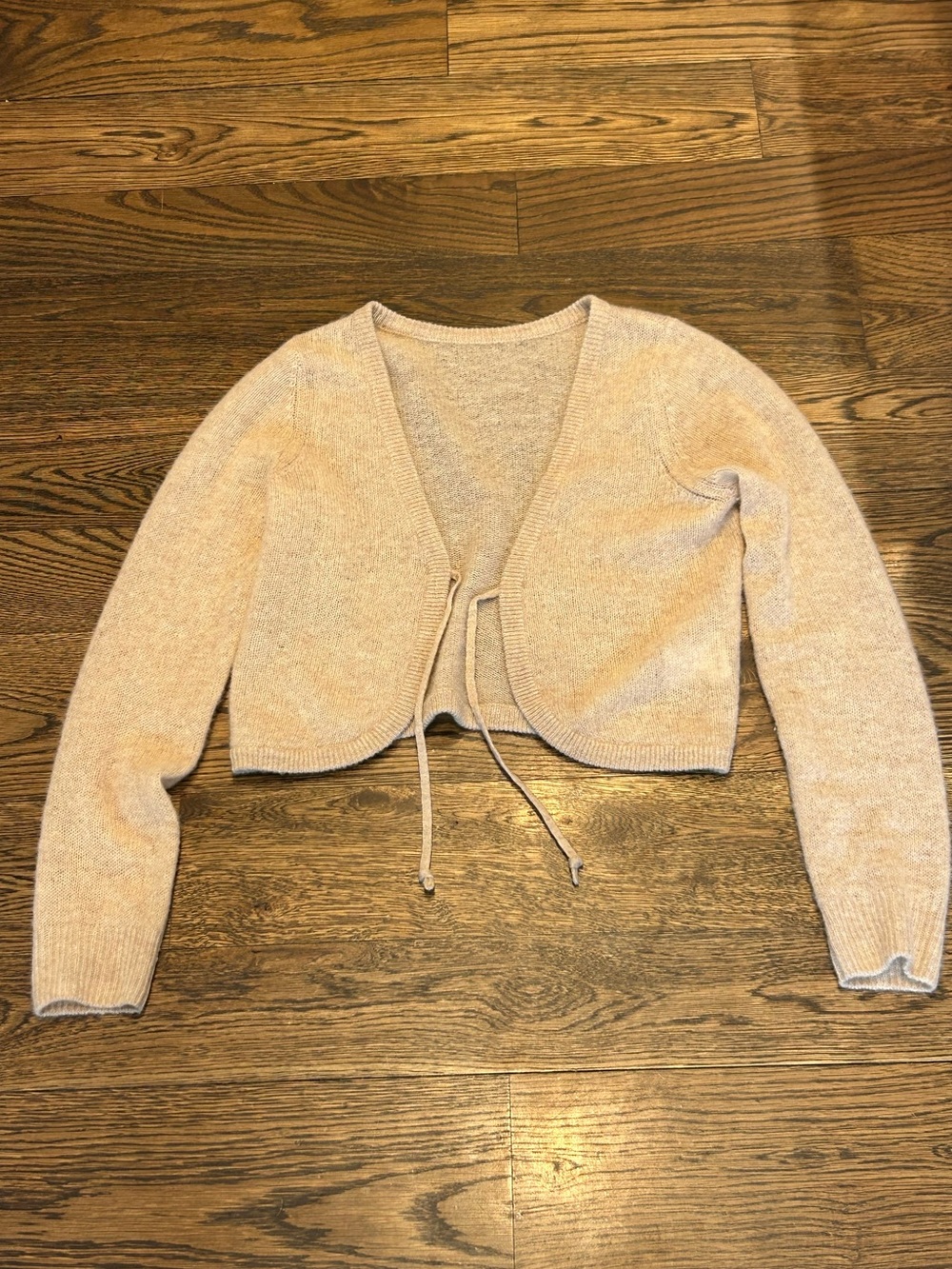 NAADAM Cropped Camel Tie-Front Cardigan Sweater